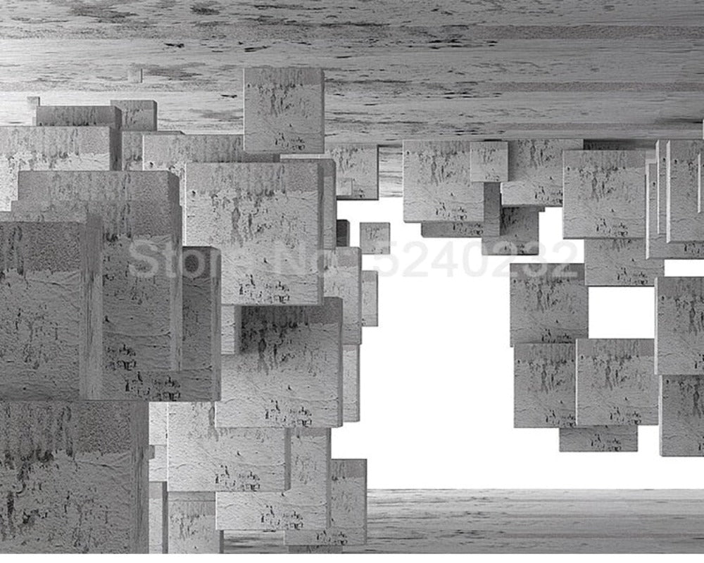 3D Wallpaper Box Space Cement